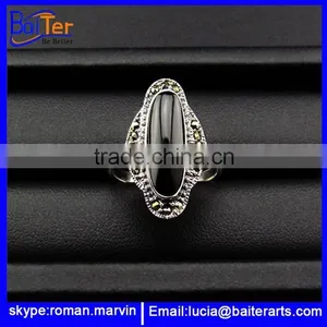 Wholesale Fashion Silver Ring 925 Silver Ring With Black Stone thumbnail-1