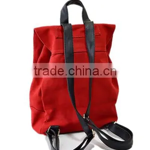 100% Cotton Red Color Drawstring Backpack for School Teenagers thumbnail-2