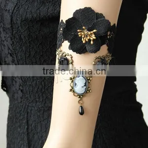 Black Antique Bronze Color Plated With Etamine & Nylon & Ribbon & Glass Pearl & Resin & Zinc Alloy Lace thumbnail-1