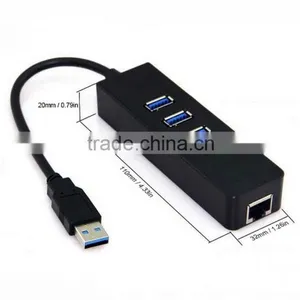 New Plastic USB 3.0 3 Port Ethernet Hub Adaptor thumbnail-4