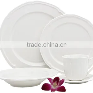 Beautiful Embossed Design Dinner Set White Porcelain Dinnerware thumbnail-3