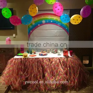 Wholesale Cheap DIY Party Celebration Polyester Rianbow Tulle Table Skirt Tutu thumbnail-2