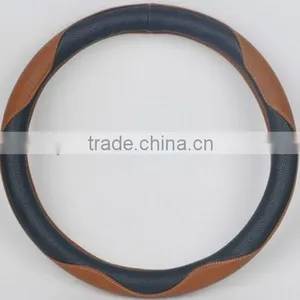 Leather Blue&yellow Car Steering Wheel Cover thumbnail-1