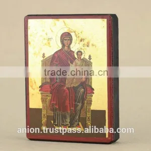 Greek & Russian Orthodox Wooden Icon. Mother God. Panachranta thumbnail-2