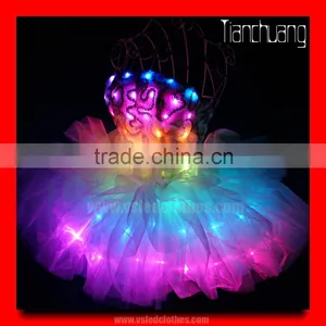LED Ballroom Dancing Dresses Girls, Remote Control Modern Girls Dresses thumbnail-4