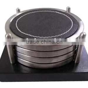 Leather Coaster With Metal Inside thumbnail-1