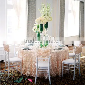 Satin Rosette Round Table Cloth for Wedding thumbnail-6