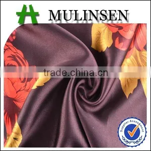 Shaoxing Textile Polyester 50D Floral Satin Fabric/ Womens Satin Pajamas Fabric thumbnail-1