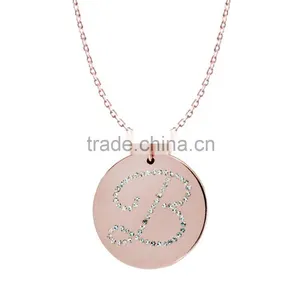 Brass in 14k White Gold or Rose Gold Collection in Italics Alphabet 'B' Customize Design Pendants thumbnail-2