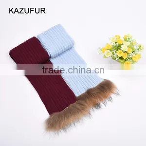 Baby Knitted Scarf With Raccoon Fur Cotton Knitted Scarf for Baby KZ160095 Supplier's Choice thumbnail-1