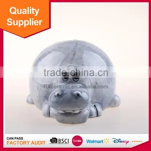 Newest Lovely Animal Shape Hippo Ceramic Piggy Bank With Hand Painted Quality Choice thumbnail-3