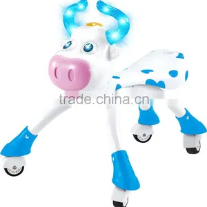 Updated Version Blue & Pink Lovely Cow Baby Walking Car With Wheels Electric Kids Ride on Car Animals Quality Choice thumbnail-5