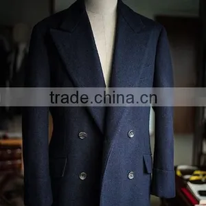 High Quality Double Breasted Custom Made Cashmere Wool Overcoat Men thumbnail-2