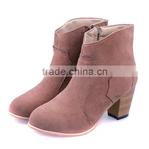 Spring and Autumn Fashion Vintage Women's Thick Heel Boots Solid Color Nubuck Leather Side Zipper Women Boots With a Single thumbnail-4