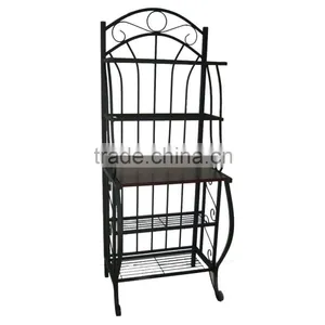 Icegreen Black Powder Coated Stylish Metal Baker Rack With 4 Shelves thumbnail-1