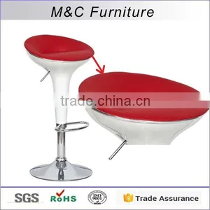 Bright White Color Plastic Bar Stool With Cushion thumbnail-1