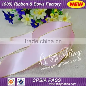 2015 Wholesale 1.5 Inch Gold Border Satin Ribbon thumbnail-2