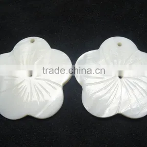 Exclusive Rare Arrival Mother of Pearl Gemstone With Beautiful Flower Carving for Pendant Earring Jewelry and Wire Warp thumbnail-1