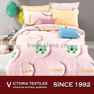 Brand New 3D 100% Cotton Green Flower Pink Dots Printed Duvet Cover Pink Bedding Set Bed Linen thumbnail-1