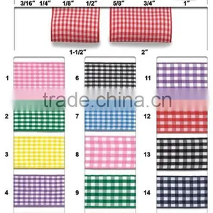 New Gingham Grosgrain Ribbons ,mixed Colors, 5/8" to 1-1/2" Wide Double Side Gingham,50 Yard / Roll. thumbnail-2
