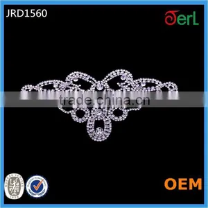 Wholesale Charming Crystal Silver Lady Rhinestone Lace Motif Sewed on Wedding Dress thumbnail-1