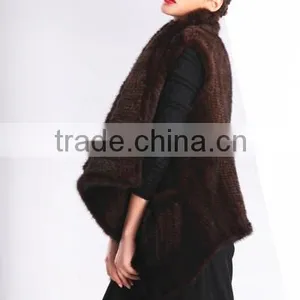 Fashion Genuine Knitted Mink Fur Vest for Women MV01 thumbnail-2