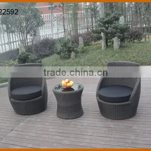 Outdoor 3Pcs Rattan Sofa Set Stacking Wicker Furniture thumbnail-1