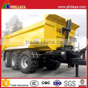 2017 NEW 3 Axles 40Tons Agricuture Drawbar Tipper Off Road Dump Tractor Trailer With Hydraulic Open Door thumbnail-1