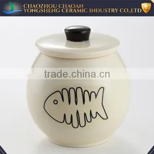Spherical Decal Ceramic Cat Canister With Lid thumbnail-1