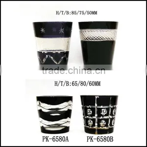 Cylinder Hand Cut Black Home Used Glass Candle Container thumbnail-2