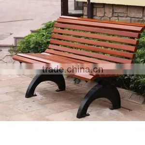 Outdoor Solid Wood Bench Cast Iron Legs thumbnail-2