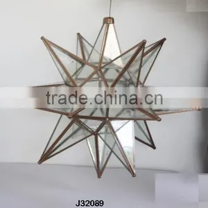 Brass and Glass Ceilling Lamps With Antique Finish in Star Shape thumbnail-1