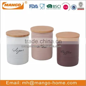 Wooden Lid Colorful Coating Metal Ripples Canister Sets thumbnail-4