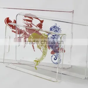 2017 China Wholesale OEM Custom Acrylic PMMA Clear Stacking Serving Tray File Tray thumbnail-1