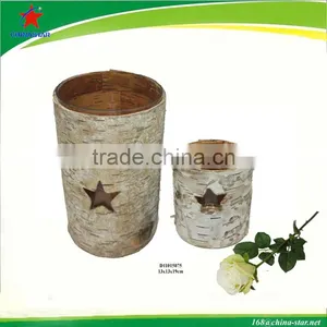 Birch Bark Votive Candle Stand With Glass thumbnail-1