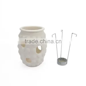 Eco-Friendly Elegant White Table Top Candle Lanterns,Ceramic Hollow DesignTealight Candle Lanterns thumbnail-2