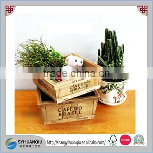 Zakka Wooden Storage Box Wood Logs Flower Pot Miscellaneously Sundries Box2pcs thumbnail-1