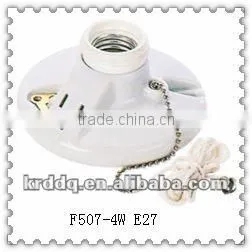 High White E27 Porcelain Lampholder With Switch and Socket thumbnail-1