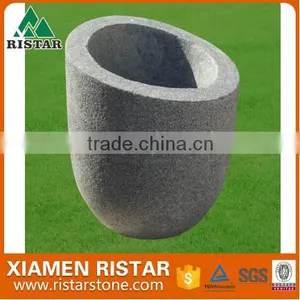 Outdoor Gray Granite Stone Flower Pot for Garden thumbnail-1