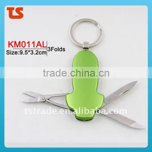 2014 Promotion Mini Aluminium Oxide Gift LED Metal Pocket Keychain Knife Tools KM011AL thumbnail-1