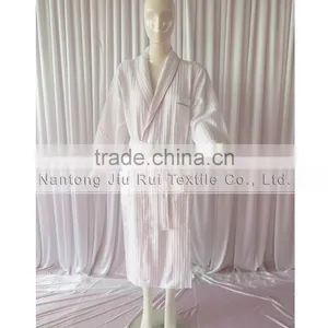 Tow Colors Hotels Unisex White Thick Absorbent Soft Cotton Robe Winter Long Sleeve Bathrobes Women Warm Stripe Waffle Bathrobes thumbnail-2