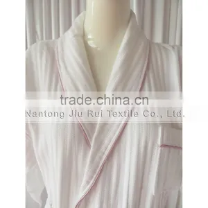 Tow Colors Hotels Unisex White Thick Absorbent Soft Cotton Robe Winter Long Sleeve Bathrobes Women Warm Stripe Waffle Bathrobes thumbnail-3