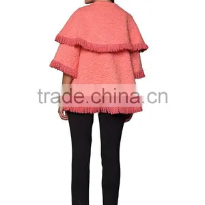 2015 New Fashion Tassel Hem Kimonos Long Sleeve Blouse thumbnail-3