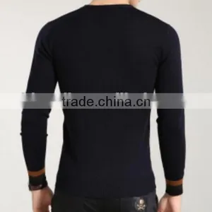 Casual Long Sleeved V Collar Thin Jacket Head Stitching Wool Sweater thumbnail-2
