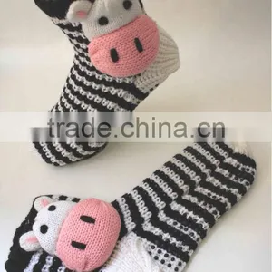Knitted Happy Non Slip Animal Head Socks thumbnail-1