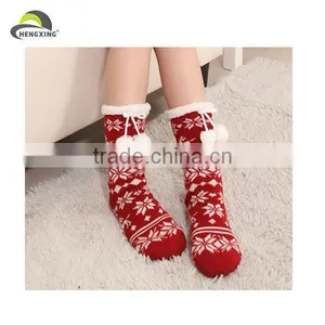 Jacquard Thick Warm Snow Pattern Fleece Christmas Socks thumbnail-1