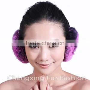 CX-EM-03H Cheap Fluffy Warm Womens Genuine Rex Rabbit Fur Earmuff thumbnail-3