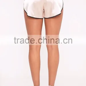 MGOO Women Satin Contrast Binding Runner Shorts High Waist Hot Shorts With Waist Drwastrings thumbnail-5