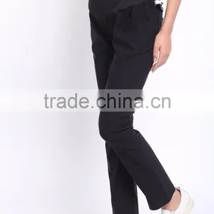 Plus Size Stretch Maternity Clothes Belly Band Trousers Straight Cut Pregnant Pants Maternity Pants thumbnail-2