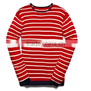 Round Neck Stripe Long Sleeve Knit Fashionable Sweaters for Men thumbnail-3